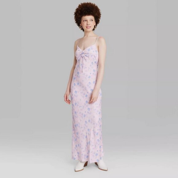 Women's Ruched Front Maxi Slip Dress - Wild Fable Pink Floral XXL - Picture 3 of 4